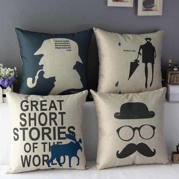 High Quality 6 Pcs A Set Cartoon Printed Cotton Linen Home Accesorries